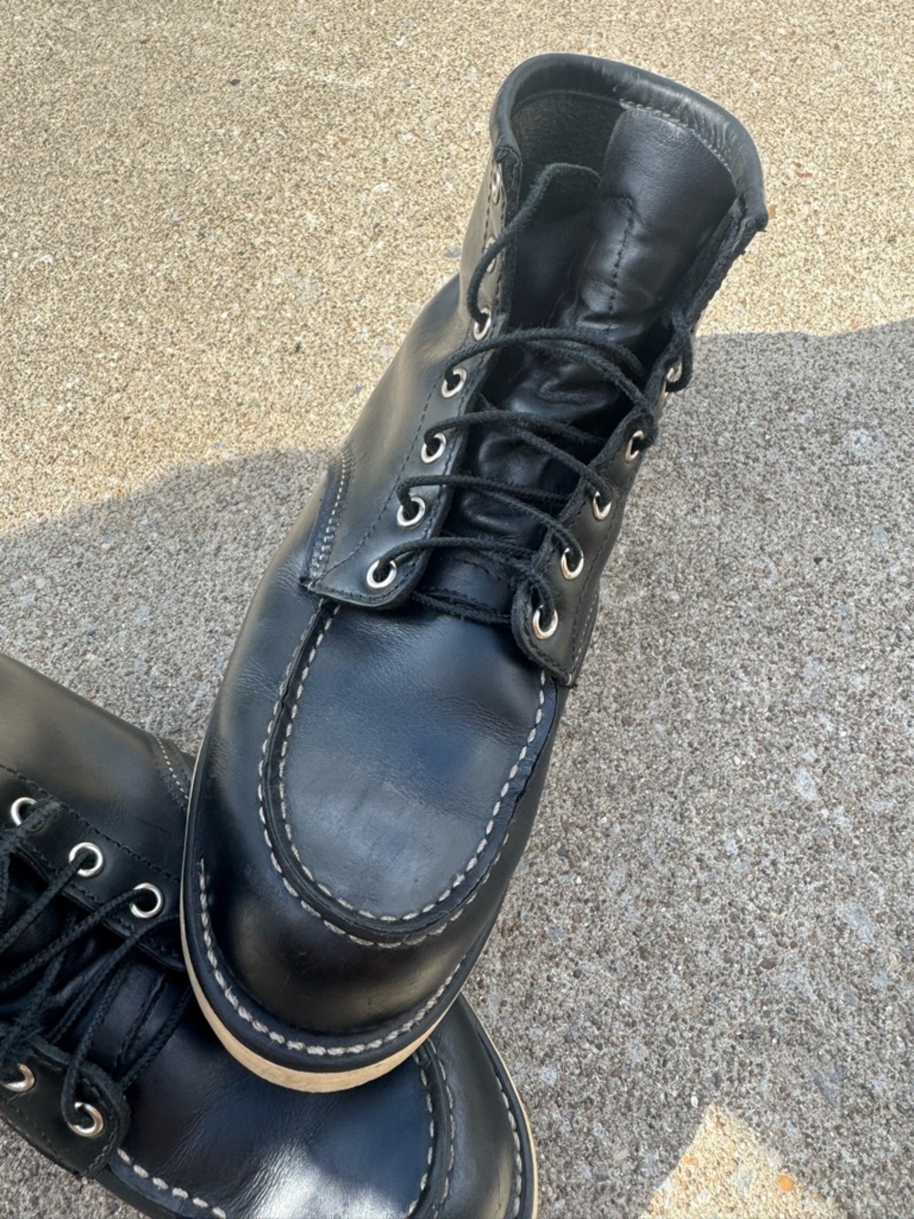 Red Wing 6” Black Leather Moc Toe 9 1/2 D - Picture 4 of 7